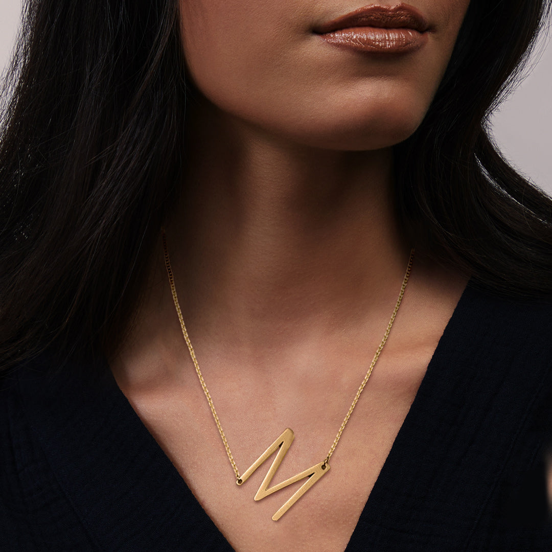 Initial Letter Necklace 18K Gold - 스테인레스 스틸 18K 금도금 펜던트 목걸이,