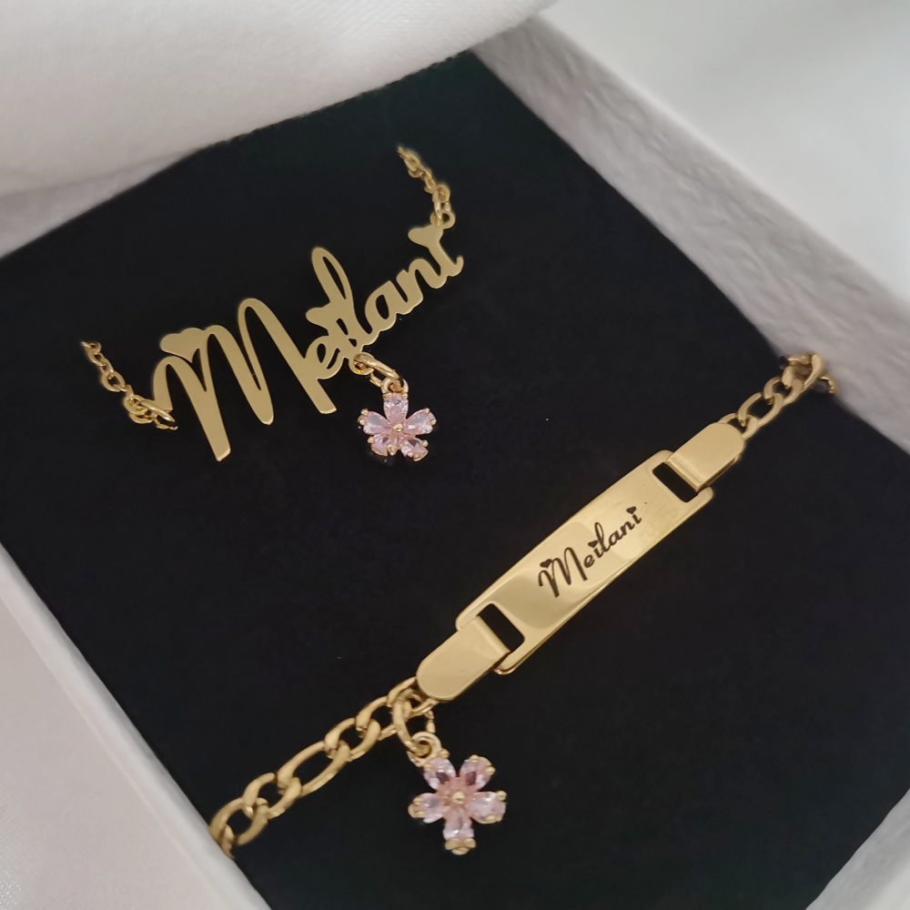 Custom Name Necklace Stainless Steel - LeeChee 플라워 지르콘 작은 펜던트, 커스텀