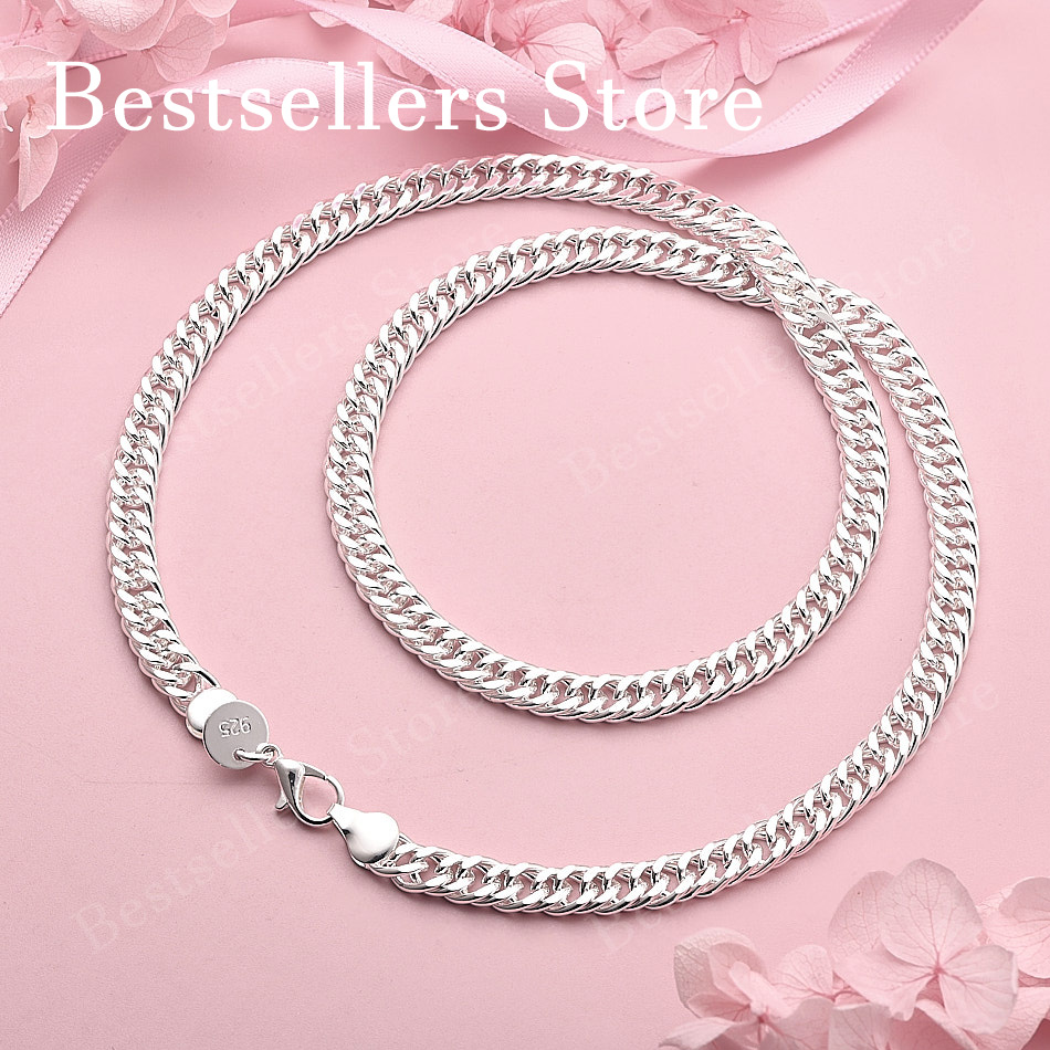 925 Sterling Silver Chain Necklace Men - 925 스털링 실버 6mm 더블 우븐