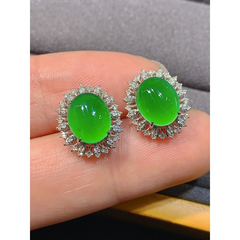 얼음형 양양녹색 비취 귀걸이, 미얀마산 천연 정품, 1 - Earrings 리뷰 및 가격