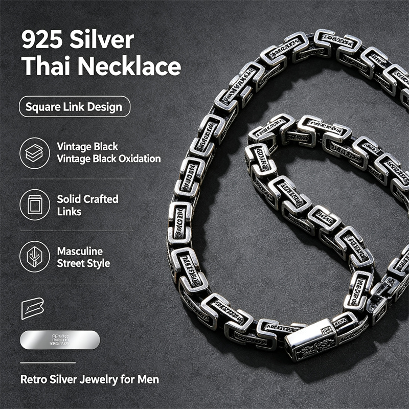 OUYADI 925 스털링 실버 레트로 타이 실버 목걸 - 925 Sterling Silver Chain Necklace Men 리뷰 및 가격
