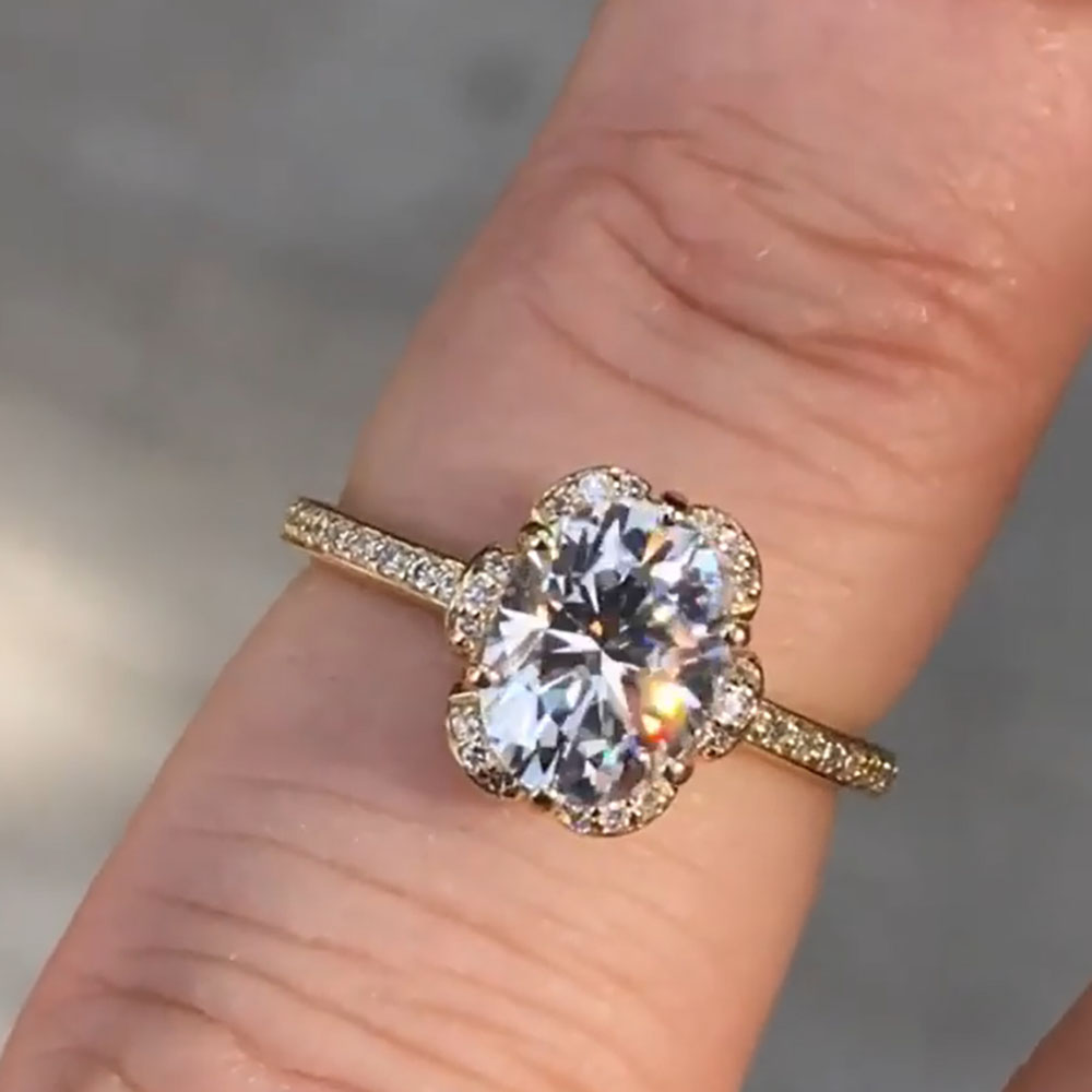 맞춤 제작 14K 옐로우 골드 여성 웨딩 파티 기념일  - Moissanite Engagement Ring 1 Carat 리뷰 및 가격