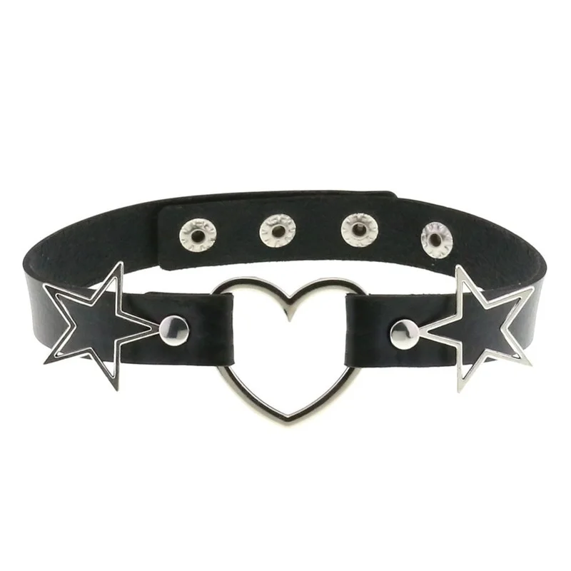 데코펑크 펑크 PU 가죽 하트 별 스파이크 리벳 칼라  - Goth Punk Spike Choker 리뷰 및 가격
