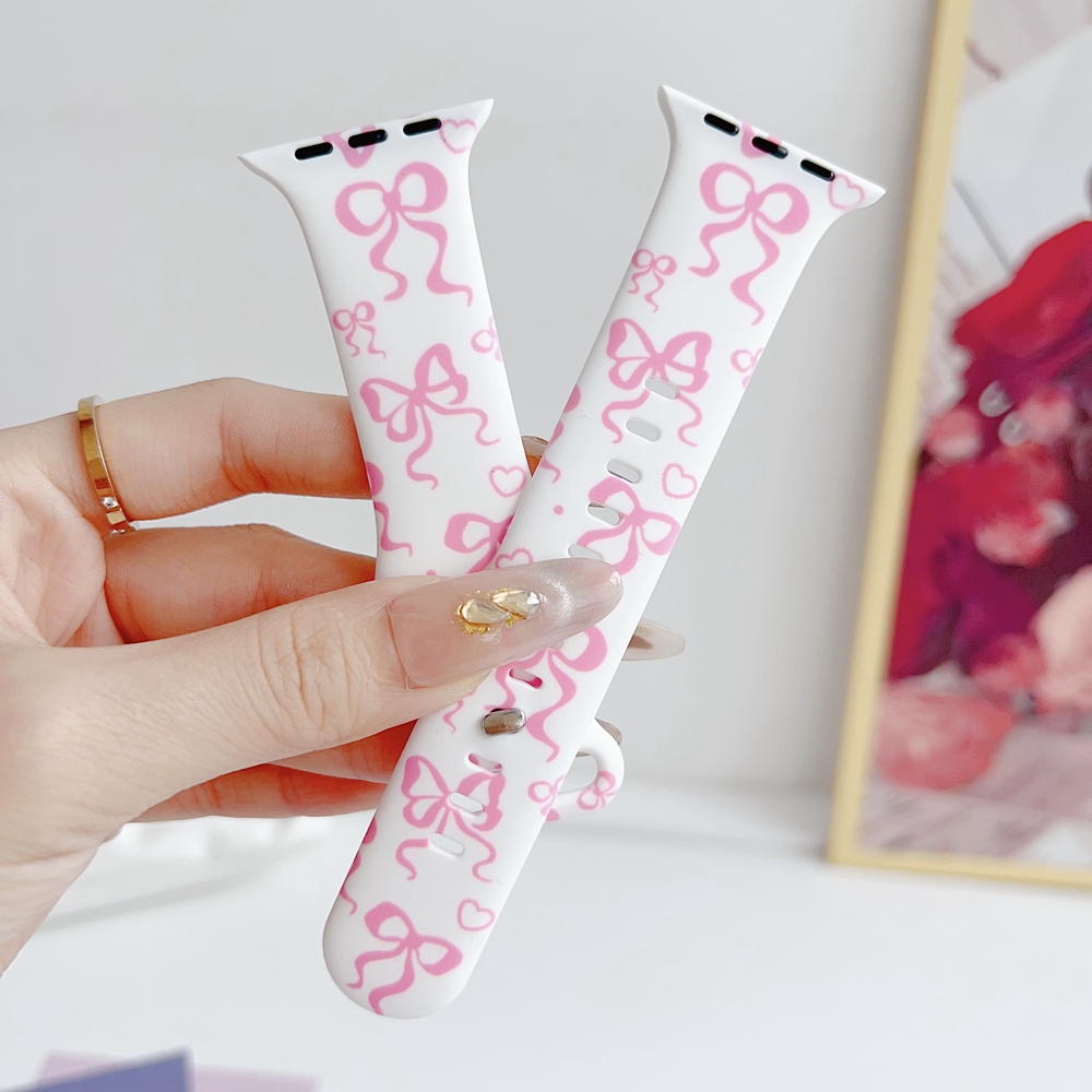애플워치 밴드 여성용 보우 실리콘 루프 11/10/9/ - Watch Accessories 리뷰 및 가격