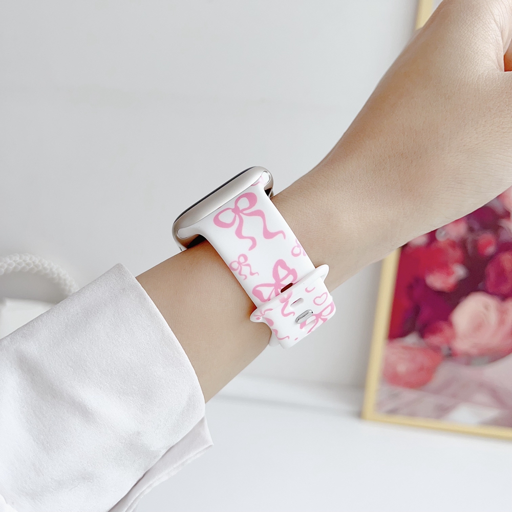 애플워치 밴드 여성용 보우 실리콘 루프 11/10/9/ - Watch Accessories 리뷰 및 가격