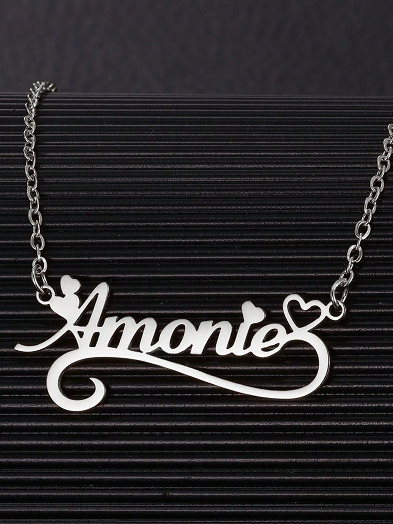 여성용 커스텀 이름 할로우 하트 목걸이, 스테인레스 스 - Custom Name Necklace Stainless Steel 리뷰 및 가격