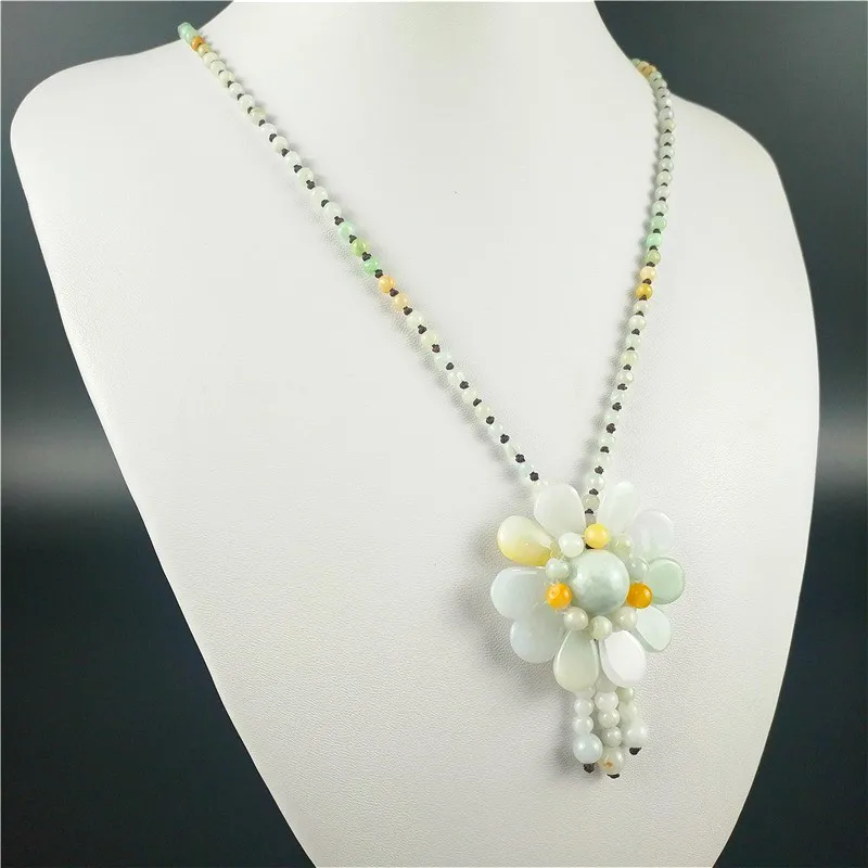 인증 버마어 옥 해바라기 펜던트 경옥 에메랄드 비즈 목 - Necklaces 리뷰 및 가격