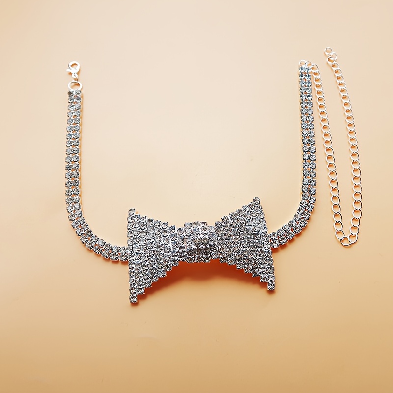절묘한 우아한 라인석 활 넥 체인, 패션 넥타이 넥 체 - Body Jewelry 리뷰 및 가격