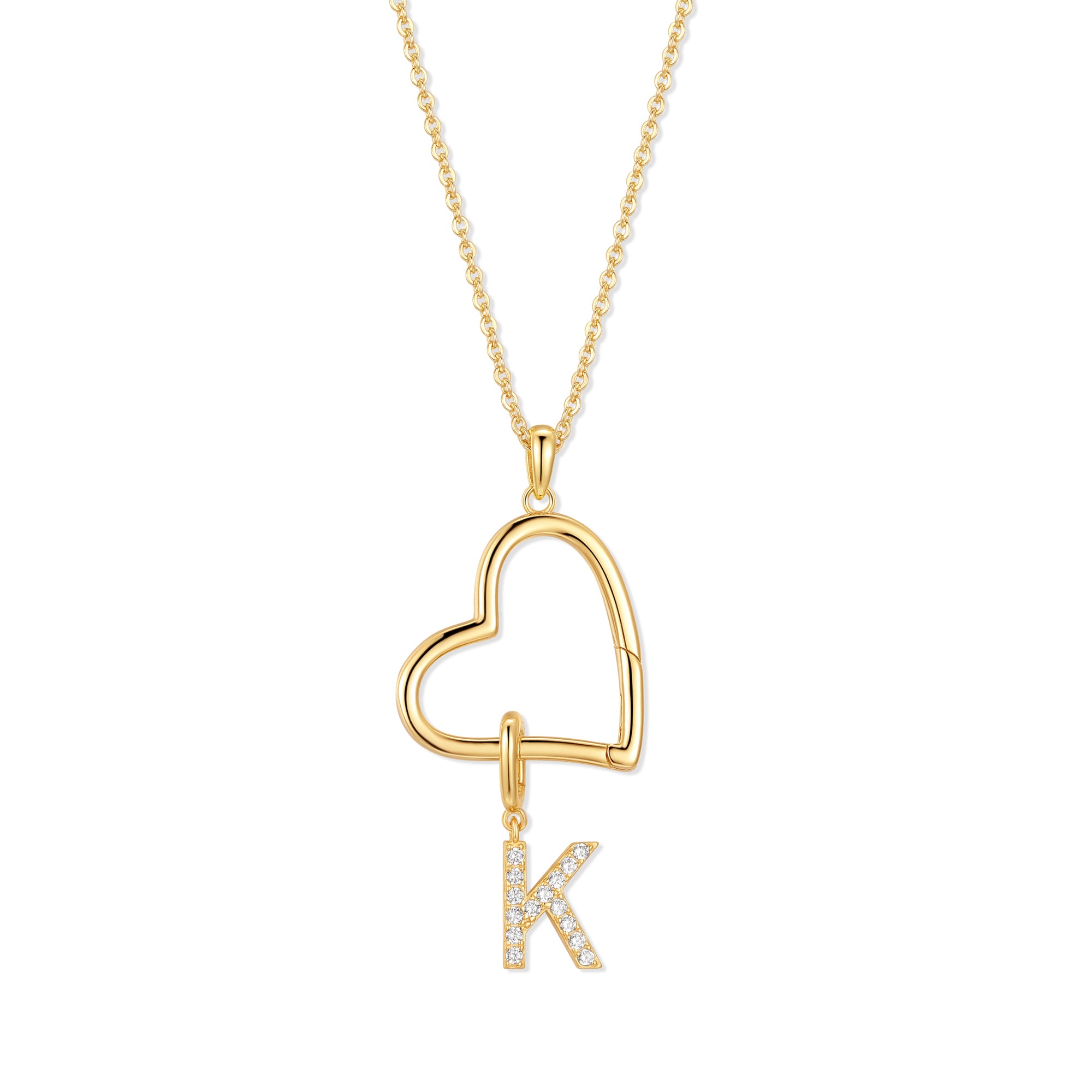 맞춤 이니셜 오픈 하트 목걸이, 개인 맞춤 레터 펜던트 - Initial Letter Necklace 18K Gold 리뷰 및 가격