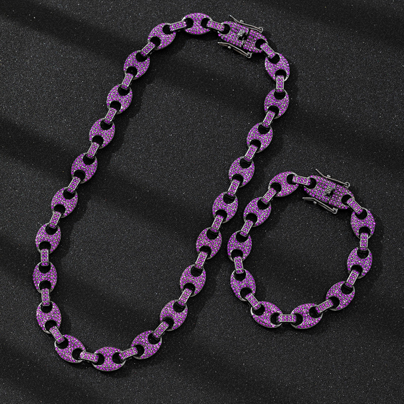 남녀 힙합 12mm 블랙 퍼플 커피빈 링크 목걸이 팔찌 - Cuban Link Chain 12Mm 리뷰 및 가격