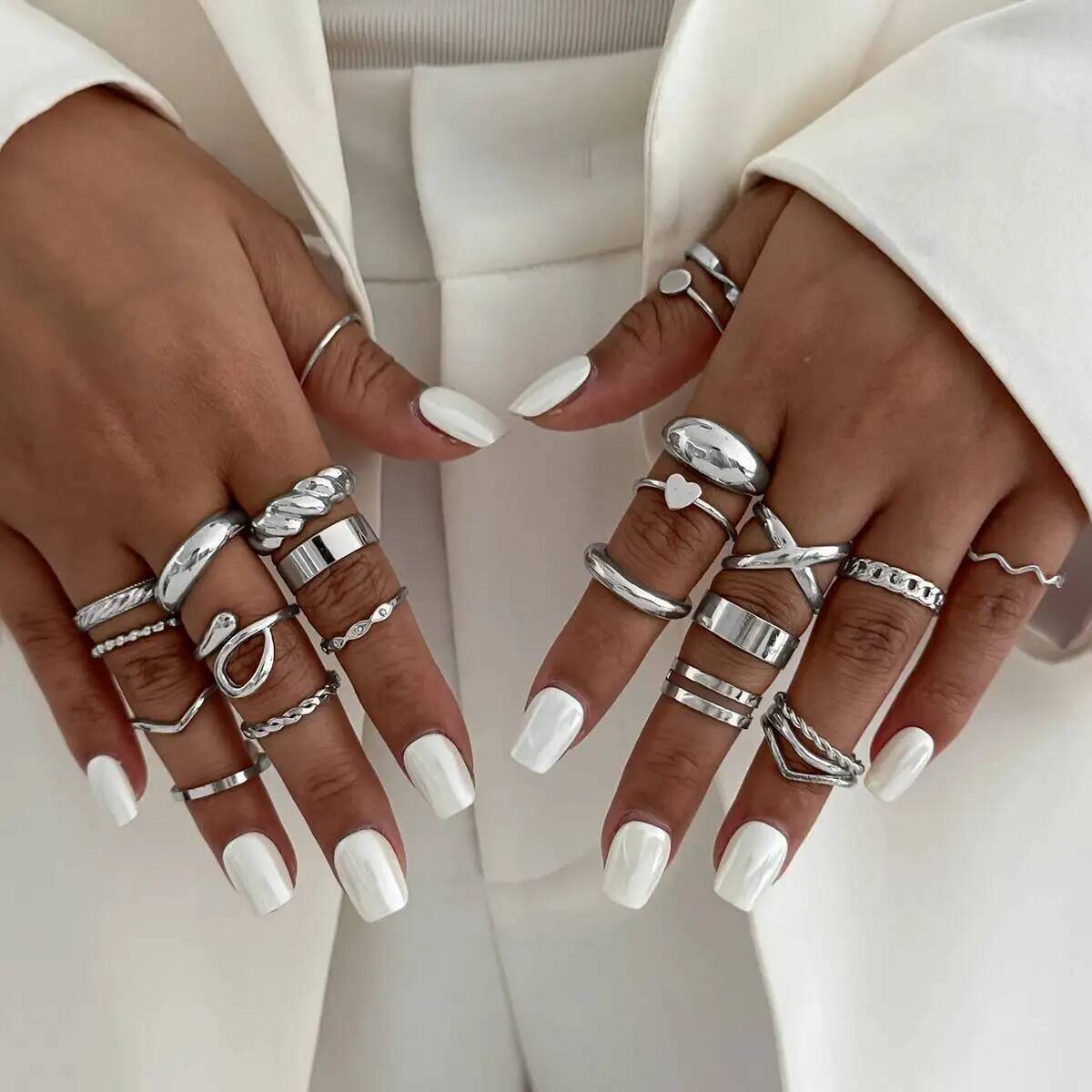 KunJoe 24개 세트 트렌디한 불규칙 기하학 오픈  - Vintage Punk Knuckle Rings Set 리뷰 및 가격