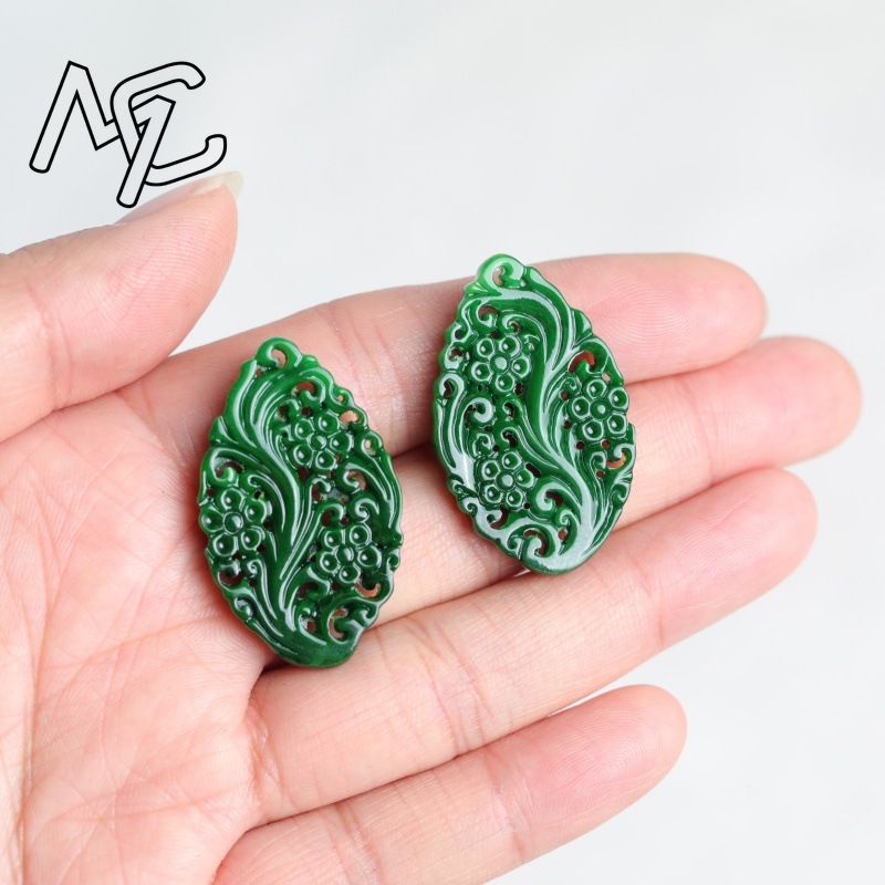 2pc 천연 옥 드라이 시안 양면 중공 조각 액세서리  - Earrings 리뷰 및 가격