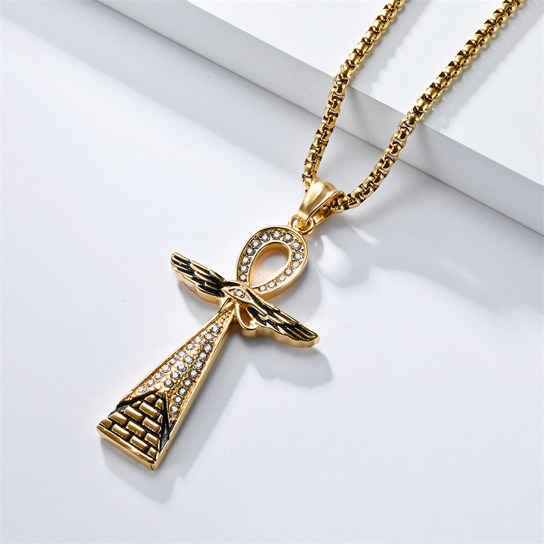 이집트 아이스드 아웃 호루스의 눈 피라미드 앙크 십자가 - Cross Pendant Necklace Gold 리뷰 및 가격