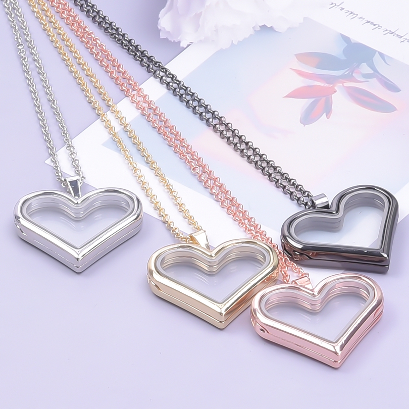 1Pc Y2K 소녀 달콤한 사랑 심장 유리 살아있는 유 - Heart Locket Necklace Photo 리뷰 및 가격
