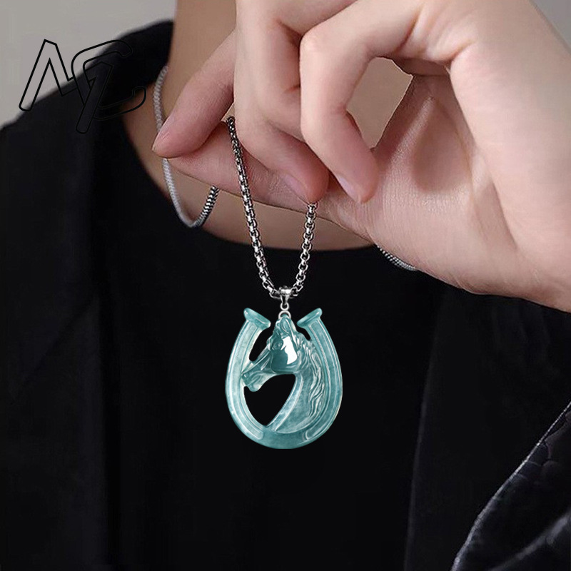 S925 실버 천연 블루 워터 제이드 말굽 펜던트 목걸 - Necklaces 리뷰 및 가격