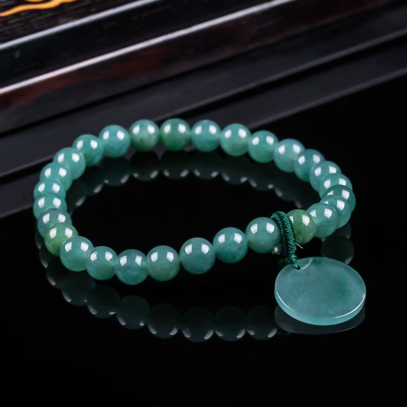 천연 비취 블루 워터 노씽 플라크 비즈 핸드 니팅 팔찌 - Bracelets 리뷰 및 가격