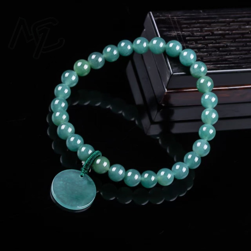 천연 비취 블루 워터 노씽 플라크 비즈 핸드 니팅 팔찌 - Bracelets 리뷰 및 가격