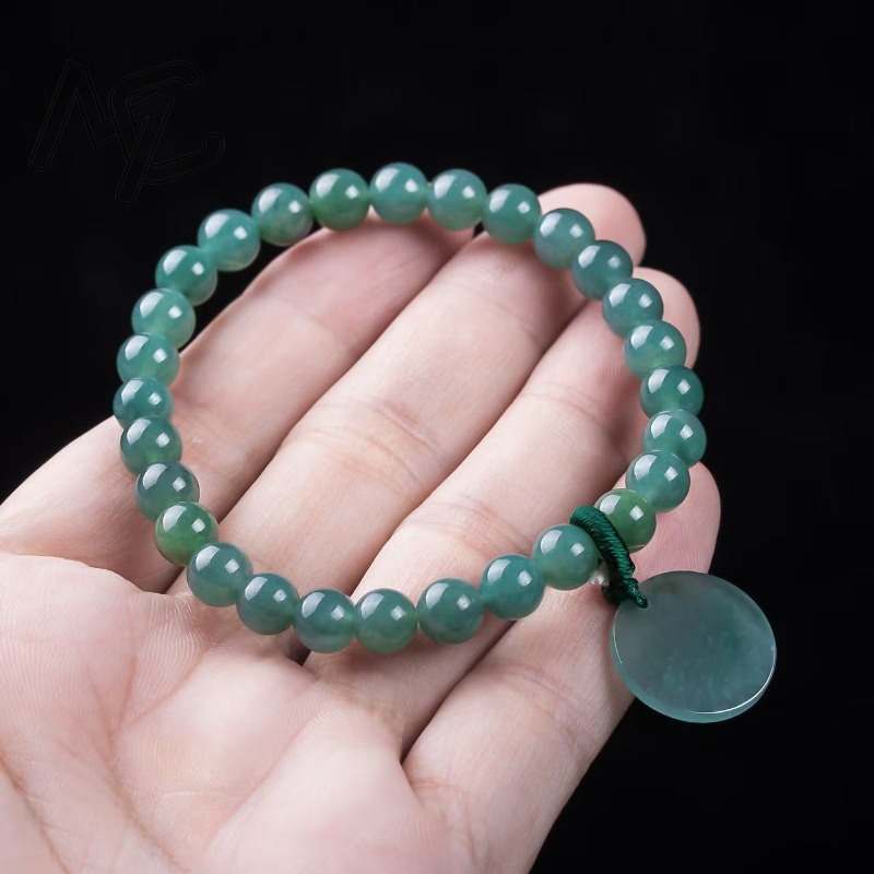 천연 비취 블루 워터 노씽 플라크 비즈 핸드 니팅 팔찌 - Bracelets 리뷰 및 가격
