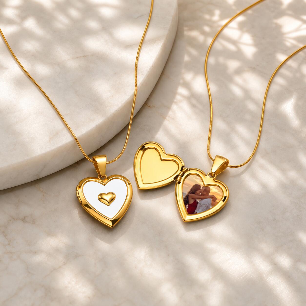 맞춤형 사진 하트 로켓 목걸이, 금도금 스테인리스 스틸 - Heart Locket Necklace Photo 리뷰 및 가격