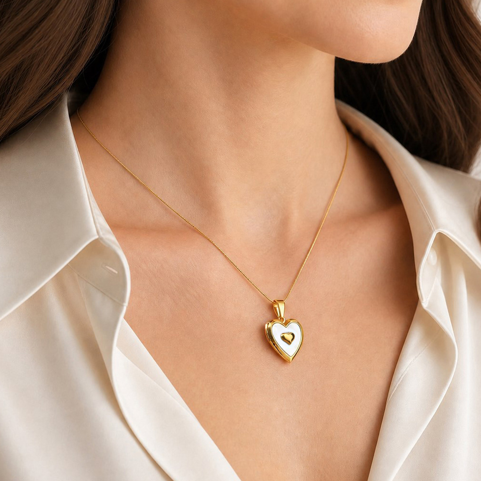 맞춤형 사진 하트 로켓 목걸이, 금도금 스테인리스 스틸 - Heart Locket Necklace Photo 리뷰 및 가격