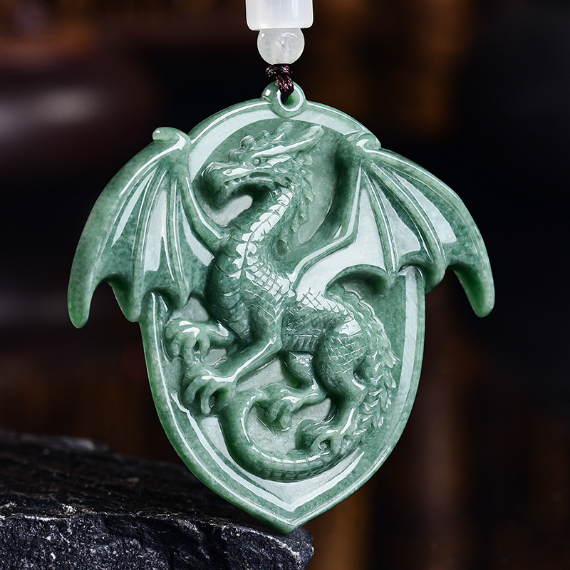 천연 버마산 비취 용 펜던트 목걸이 원석 조각 부적 빈 - Necklaces 리뷰 및 가격