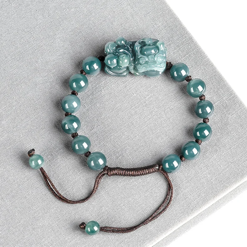 버마제 옥 픽시우 팔찌, 블루 부적, 내추럴 남성 여성 - Bracelets 리뷰 및 가격