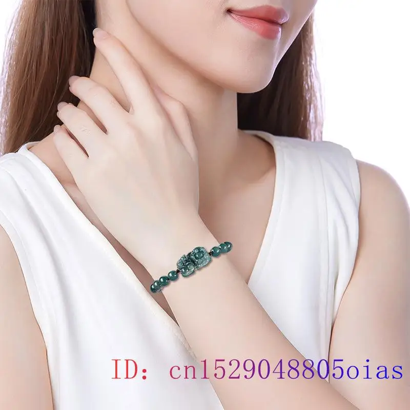버마제 옥 픽시우 팔찌, 블루 부적, 내추럴 남성 여성 - Bracelets 리뷰 및 가격