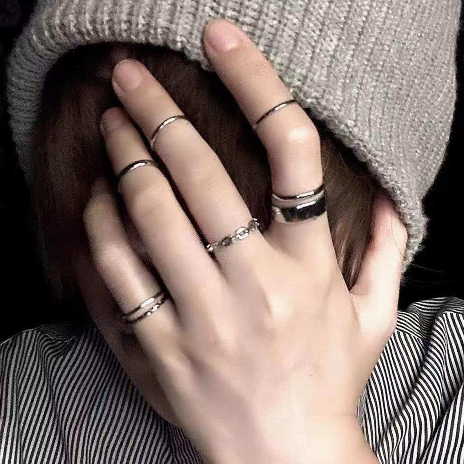 여성용 힙합 반지 세트 빈티지 실버 컬러 스태커블 너클 - Vintage Punk Knuckle Rings Set 리뷰 및 가격